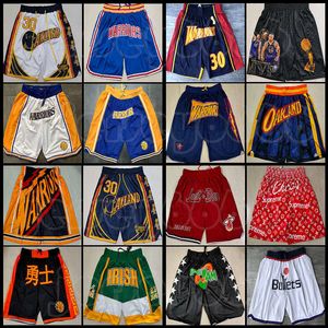 Men Mesh Team Throwback Just Don Stitched Face Basketball Shorts Pockets Mitchell Ness 75th Stephen Curry Western Eastern Running Elastic Midje dragkedja slitage Hip Pop