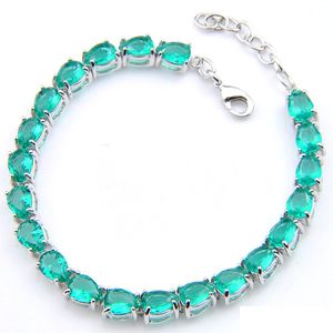 Tennis 6pcs/lote de ￡gua Gree Green Green Psonstone Chain Bracelet Holiday Gift Jewerly 925 Sterling Sier Bated for Women Delive Dhh0p