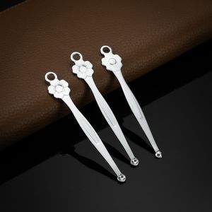 Ferramentas de cera Dabbers Metal Silver Flower Mini Dab Stick Spot Spoon 70mm Earpick Ear Pick para Limpeza de Tanques Vape Dry Herb 100pcs/Lot Garrafs DHL