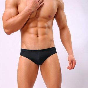 Mutande Intimo da uomo sexy U Convex One-Piece Pantaloncini a vita bassa in seta di ghiaccio trasparente ultrasottile