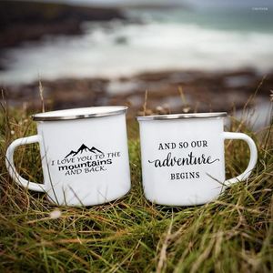 Mugs Enamel Mug Camping Cup I Love You To The Mountains And Back Camper Couple Travel Adventure Present Valentine Gift