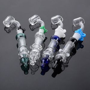 Heady NC Colorful Hookah Glass Borosilicate Smoking Accessories 10mm Joint With Quartz Banger Top Click 190mm Length Nector Collectors NC39