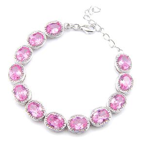 Tênis Sparking oval Sweet Pink Kunzite Gemstone 925 Sier Tennis Bracelets para mulheres Presentes de Natal Droga de 8 polegadas Drop 2021 Jóias LULU DHMV5