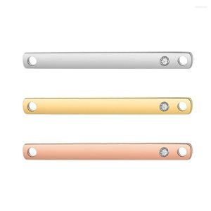 Colares de pingentes de aço inoxidável, alto espelho de barro em branco retângulo com strass 3x32mm cor de ouro rosa DIY Acessórios 10pcs