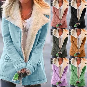 Damenjacken Frauen Plus Größe Jacke Winter Dicke Warme Pelz Verbund PlüschKnopf Revers Mode Lässig Outwearcoat Drop #401