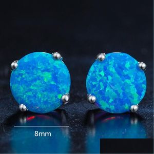 Stud 5Pcs Lot Beautif Royal Princess Designs For Marry Wedding Charms Round Shaped Fire Opal Fashion Sier 925 Stud Earrings Drop Deli Dhtzl