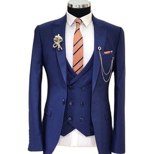 Męskie garnitury Blazers Slim Fit Formal Men Suits Business Business Wedding Wedding smokedo dla pana młodego najnowsza kurtka projektowa podwójnie piersi z spodniami 220909