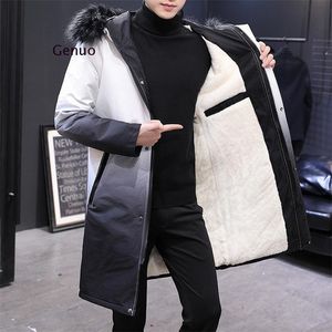 Мужская пуховая зимняя куртка Men Gradient Cooled Slim Corean Parka Hombre с длинной курткой пальто кашемир мужская ветхопавка Parkas Cotton Jacket 220909