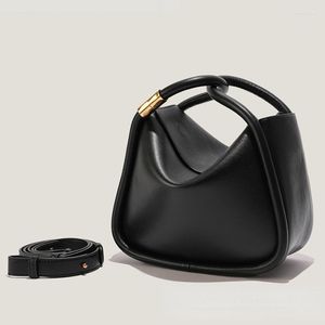 Evening Bags Wonton Buns Pillow For Women Genuine Leather Women's Handbag Retro Shoulder Crossbody Luxury Designer 2022 Trend