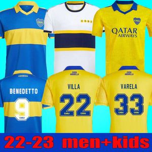 22 Boca Juniors Soccer Jersey Fans Joueur Version Camiseta Villa Salvio Medina Varela Tercera Yellow Salvio Pavon Football Men Kit Kit Kit Uniforme