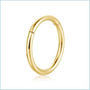 Nose Rings Studs Gold Plate Nose Ring Pierce Hoop Stainless Steel For Women Men Black Drop Delivery 2021 Jewelry Body Mjfashion Dhjfr