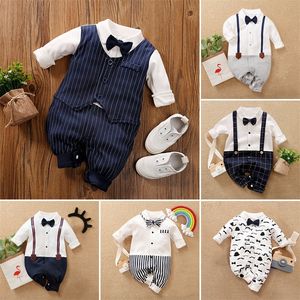 Traje de bebê de macacão com gravata garoto macacão masculino macacão para crianças menino gentelman roupas 220909