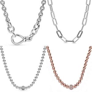 Chunky Silber Link Halskette großhandel-Original Chunky Infinity Knot Perlen schieben mich Verbindung Schlangenkette Halskette für Pandora Sterling Silber Perlen Charme Diy Jewelry343y