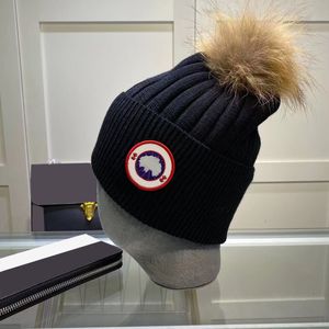 Designer stickad hatt ins populära Kanada vinter hattar brev gås pom beanie varm ull kepsar vinterskidåkning utomhus kallt skydd colos