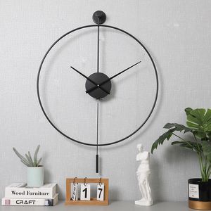 Zegary ścienne Nordic Prosty kreatywny zegar ścienny nowoczesny design hiszpański styl domowy dekoracja salonu wycisza duże zegarki na ścianę rzemiosła 220909