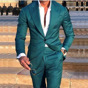 Abiti da uomo Blazer Costume Homme Smoking da sposa verde Abiti da sposo slim fit Tailor Made Groomsmen Prom Abiti da festa Giacca Pantaloni Terno Masculino 220909