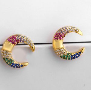 Biżuteria kolczyki sześcienne cyrkonowe spaperka księżycowe kolczyki kryształowe tęczowe krople dla kobiet biżuteria mody hurtowa gdhs5w
