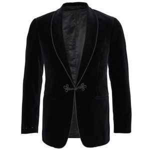 Garnitury męskie Blazery czarne aksamitne najnowsze kurtki palenia szal Lapel Formalsedos luźne vintage retro kolację kombinezon balowy blazer1 kurtka 220909