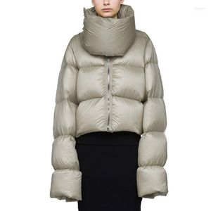 Women's Down Women Windproof High Collar Warm Loose White Duck Jacket 2022 Fashion Short Winter Coat Female Feather Parka Ls1711