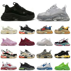 Casual Shoes Platform Sneakers Mens Trainers Black White Dark Grey Pink Split Multi Fuchsia Beige Taupe Jogging Walking Triple S Men Women