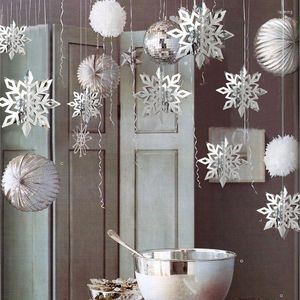 Christmas Decorations 6 Piece/Set Card Paper Snowflake Hanging Charm Year's Nieve Artificial Fake Snow Party DIY Tree Decoration Flower