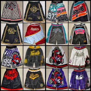 Men Mesh Team Throwback Just Don Stitched Face Mesh Basketball Shorts Pockets Mitchell Ness 1995 Retro Western Eastern Running Elastic Midje dragkedja Wear Hip Pop