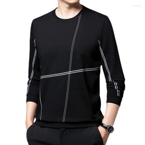 Męskie bluzy sweter męski jesienna jesień cienki szczupła koszulka dolna top pullover o-dechect cottont-shirt bluzy męskie ubranie