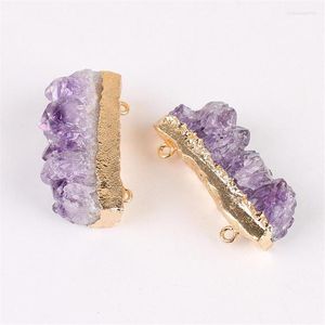 Naszyjniki wiszące 1PC Naturalne fioletowe kryształowe plasterek wisiorki nieregularny Druzy Raw Diy Bejdia urok biżuterii