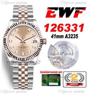 EWF Just 126331 A3235 Automatic Mens Watch 41 Two Tone Rose Gold Fluted Bezel Champagne Diamond Dial Jubileesteel Bracelet Super Edition SAKE SERIES CARD CARD PURETIME C3
