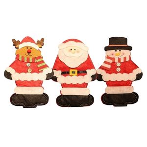 Decoração de festa Calhe de talheres de chão de talheres de capa de pano Papai Noel Claus boneco de neve em forma de alce