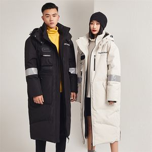 Men's Down Parkas Winter Fashion Jacket Padded Hooded Warm and Long Parka Coat White Duck 220909