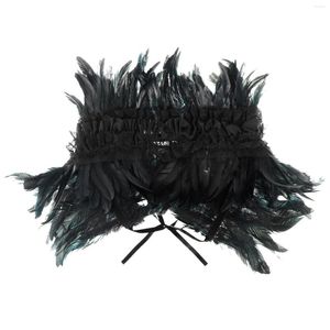 Fliegen Mode Viktorianischen Echte Natürliche Feder Shrug Schal Schulter Wrap Cape Gothic Kragen Mit Band Für Cosplay Kostüm Party