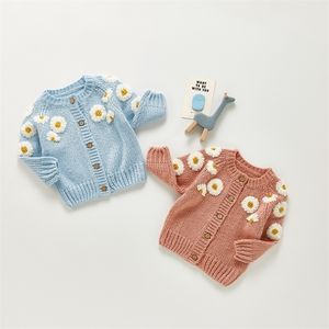 Pullover Citgeett Autunno Inverno Infantile Neonate Ragazzi Maglione adorabile Cardigan Manica lunga Fiori monopetto Giacca in maglia Vestiti 220909