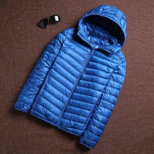 Piumino da uomo Parka 2022 Nuovo Autunno Inverno Casual Cappotto da uomo Ultra leggero con cappuccio Anatra bianca Giacche Slim Warm Portable 6XL Y22