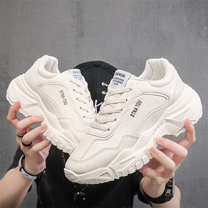 Kl￤nningskor Sneakers Men Autumn Platform Running Sports Pu Leather White Lace Up Man Vulcanize Designer Chunky 220909