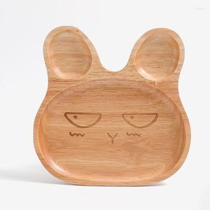 Flatware Sets Manufacturer Wholesale Creative Rubber Wood Animal Plate Cartoon Baby Children's Dish Nut Fruit Solid Dinnerware