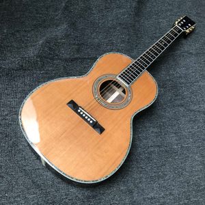 Fast cederträ akustisk gitarr med ljudhål pickup 39 tum Ooo Body Style Life Tree Inlay Classic Folk Guitar Abalone Binding