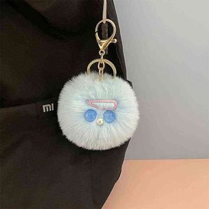 Keychains Creative Girl Hair Ball Keychain Candy Color Cute Doll Doll Uglyoll Doll Doll Bag Chain Key Chain For Child Kid Tecking T220909