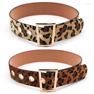 Bälten Fashion Quality Wide Gold Metal Buckled Belt For Women Ladies Antique Dress Leopard Leather Stems Midjan