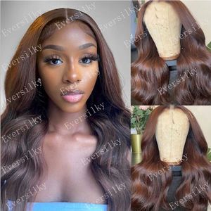 Dark Chocolate Brown Body Wave V Part WIG 100% Virgin Human Hairr Women Wavy U Shape Unprocessed Half Wig Peruvian 250Density 30In'