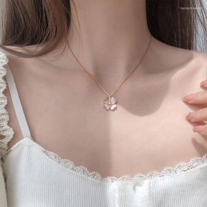 Pendant Necklaces VOQ Silver Color Romantic Lucky Flower Necklace Ladies Opal Clavicle Chain Birthday Gift Jewelry