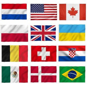 150x90cm 3x5fts Storbritannien American Banner Flags Australien Ryssland Brasilien Ukraina Europeiska unionen Kanada flagga dubbelsidig tryckt polyester