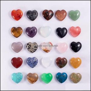 Pietra 25Mm Cuore d'amore Pietra di cristallo naturale Ornamenti artigianali Cristalli curativi al quarzo Energia Reiki Gemma Decorazione del soggiorno Drop Deli Dhfko