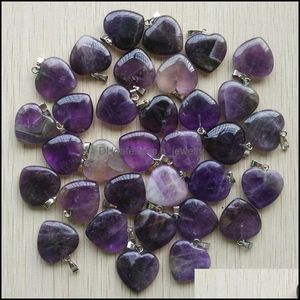 Charms 20mm Naturstein Amethyst Charms Kristall Herz Anhänger Pendum Anhänger Großhandel für Schmuckherstellung Drop Lieferung 2021 Findi Dhvcb