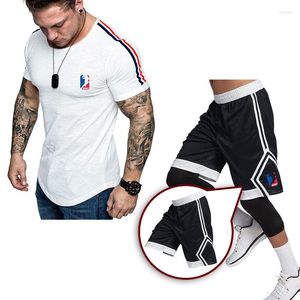 Мужские спортивные костюмы 2022 Хлопковые футболки баскетбольные шорты Мужчина устанавливает бренд одежду двух штуковиков.