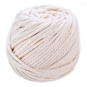 Clothing Yarn 2/3/4/5/6mm Cotton Macrame Rope Natural Beige Twisted Cord With Scissor For Handmade Tapestries Knitting Supplies 50-200M