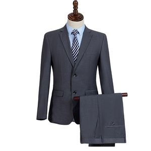 Men's Suits Blazers Mens Tailor Suit for Business Wear Grey Serge Fabric Quality for Autumn Winter Jacket and Pant 2 Pieces Set 220909