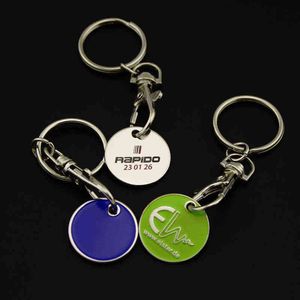 Keychains 2pcs portador de moedas Token carrinhos de compras da moda Keychain Random Style Metal Metal Shopping Lorinho Token Keyrings Acessórios T220909