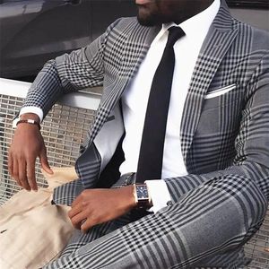 Men's Suits Blazers 2023 Custom made luxury Black Plaid wedding suits men slim fit Groom man fashion unique design business party Blazer pants 220909