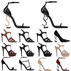 women luxury Dress Shoes pumps high heels designer patent leather Gold Tone nuede red womens lady fashion sandals Party Wedding Valentine's day Office 10.5 cm